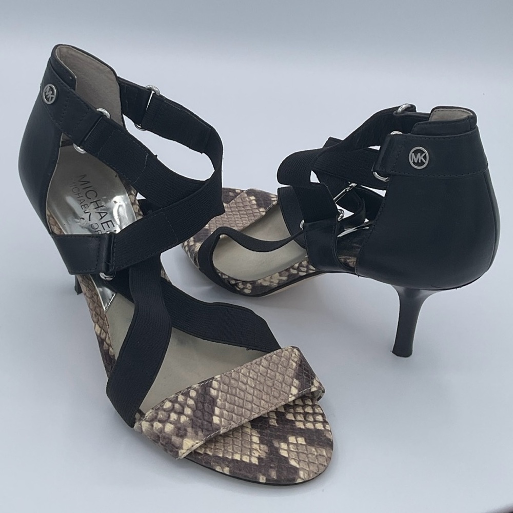 Michael Kors Black and Snake Print Heels